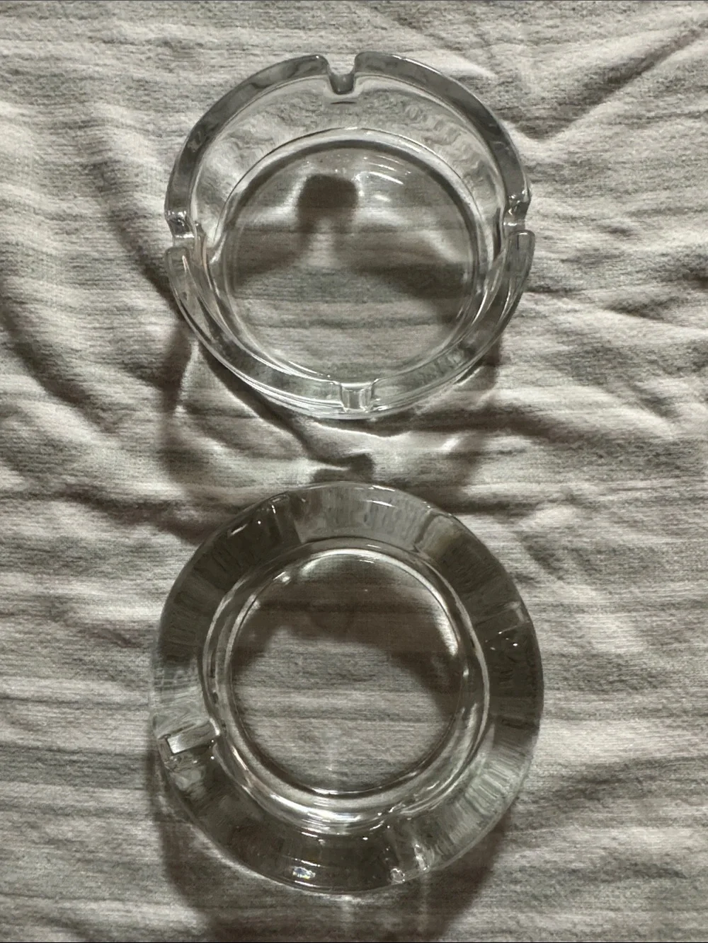 Clear Glass Ashtray Set - Transparent Glass Home Accent Vintage 1 made in France